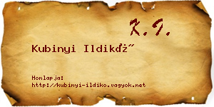 Kubinyi Ildikó névjegykártya