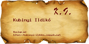 Kubinyi Ildikó névjegykártya